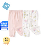 舒贝怡2条装儿童防蚊裤男童女童夏婴儿裤子宝宝长裤星空粉100CM