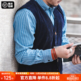 马登工装美式复古猎装马甲灯芯绒背心阿美咔叽坎肩英伦风外套男秋 蓝色 XL