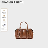CHARLES&KEITH25冬新品褶皱包挂手提小方包波士顿包CK2-30671820 Chocolate巧克力色 S