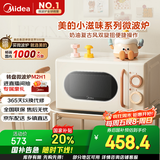 美的小滋味系列微波炉变频家用小型奶油风百搭复古转盘式一级能效低频轻音20L预制菜加热（M2H1）