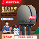 双鱼乒乓球拍单拍五星学生成人专业级5星七层实木底板五星乒乓球拍 五星进攻型【直+直】含球+拍包
