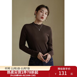 独束大码女装【发热防静电】百搭打底衫女显瘦秋冬新款胖mm针织衫 棕咖色 2XL