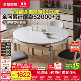 全友家居现代简约餐桌椅组合套小户型装家用折叠可伸缩圆桌子政府补贴 中灰|1.2米功能桌+烟云软包椅*4