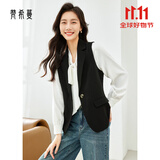 梵希蔓马甲西装外套女外穿小坎肩2025年春秋装叠穿马夹 V8227 黑色 S