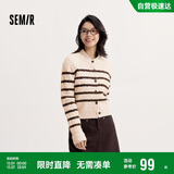 森马（Semir）森柔|针织开衫女冬季短款绞花肌理圆领毛衫打底上衣101724106001