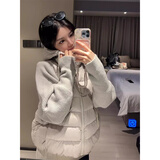 佐叙韩版针织拼接棉服女小个子外套Cityvibe都市松弛感短款保暖棉衣女 灰色 M （90-105斤）