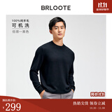 巴鲁特【可机洗】100%纯羊毛衫男士秋冬款修身打底针织衫保暖毛衣 黑色-加厚款 XL （180/100A）