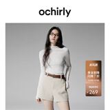 欧时力OCHIRLY 可机洗特级100%美丽诺羊毛针织衫女无缝一体高级感毛衣 米白 M