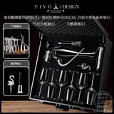 FIVO轻奢水晶红酒杯套装家用欧式酒杯结婚礼物酒具套装支持定制刻字 【星钻醒酒器皮箱十件套】 6只420+醒酒器+杯架+酒塞+开瓶