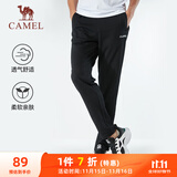 骆驼（CAMEL）直筒运动裤男子休闲针织卫裤长裤 CB1225L0784B 黑色 XXXL