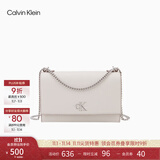 Calvin Klein小众单肩包礼物荔枝纹包包金属搭扣链条翻盖CK女包斜挎包DH2806 WGY-米杏 OS