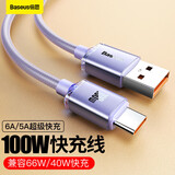 倍思【晶耀】系列Type-C数据线适用100W/66W华为充电线6A快充线Mate70pro/P50/40荣耀70小米 2米 紫