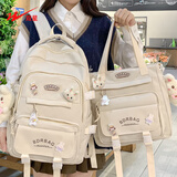 双星（doublestar）书包小学生两件套背包初中生高中学生大学生双肩包电脑包旅行包 白色双肩包带挂件【不带单肩包】