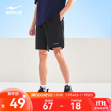 鸿星尔克短裤男夏季新款宽松速干百搭清爽跑步健身休闲男裤运动裤子五分裤 正黑-吸湿排汗ERKE标 2XL （175-180cm/140-145斤）