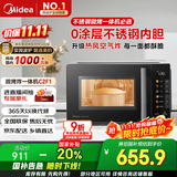 美的（Midea）空气炸微波炉烤箱一体机 800W变频  不锈钢腔体 智能解冻  低噪音23L（C2F1）