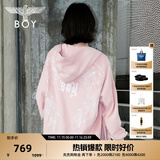 BOY LONDON【灿若繁星】秋情侣风外套潮牌刺绣开衫连帽卫衣N06904 粉色七彩翅膀 XL