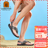老人头（LAORENTOU）人字拖鞋男时尚简约鞋拖两用凉拖鞋户外沙滩凉鞋 LT11107 灰 38