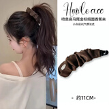 NIANFIN春夏韩系缎面香蕉夹竖夹女神高马尾抓夹固定神器后脑勺发夹头饰