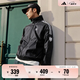 adidas休闲简约三条纹梭织立领夹克外套男装秋季阿迪达斯三叶草   黑色（推荐选大一码）   L