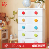 爱丽思（IRIS）儿童收纳衣柜子免安装床头柜储物柜儿童玩具五斗柜婴儿宝宝衣柜丝 5层【面宽73cm】密闭款