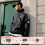 adidas休闲简约三条纹梭织立领夹克外套男装秋季阿迪达斯三叶草   黑色（推荐选大一码）   M