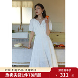 独束大码女装【爱的圆舞曲】 阶梯式抽褶裙摆 法式重工显瘦连衣裙 摩根石白 XL （尺码：3）