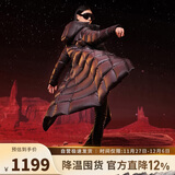 坦博尔鹅绒黑金羽绒服女长款收腰连帽加厚保暖外套TD236890 黑色 165