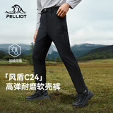 伯希和（Pelliot）【风盾C24】冲锋软壳裤男秋冬高弹防风裤女长裤子114307167黑L