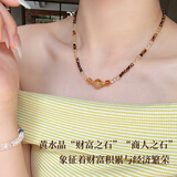 梵吉雅天然黄水晶金霸项链女复古轻奢招财富锁骨链首饰生日礼物送女友 天然黄水晶项链女【金霸】