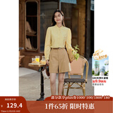 茵曼（INMAN）法式立领荷叶边泡泡袖衬衫衬衣18236304 阳光黄 XL