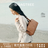 BAGTREE包包树风信包新款植鞣牛皮波士顿包单肩腋下大容量通勤保龄球女包 烤棕色 小众轻奢女包