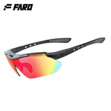 法洛华FARO专业马拉松跑步眼镜骑行偏光运动防风户外墨镜近视套镜 亮黑