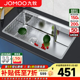 九牧（JOMOO） 厨房水槽单槽套餐SUS304不锈钢洗碗池 洗菜盆加厚水盆大容量水槽 B款75*45大单槽（不含龙头）