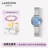 LANZOOM蓝族黑金小方糖手表女【何泓姗同款】满天星圣诞礼生日礼物送女友 【代写贺卡】银色钢琴带