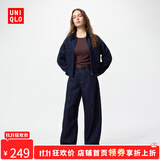 优衣库【惊喜价】女装男装宽松廓形牛仔裤/弯刀镰刀裤子479000 69 藏青色 29 /165/74A