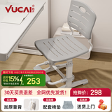 育才儿童学习椅子中小学生写字椅写作业可升降调节家用书桌椅靠背座椅 标准款升降40-52cm+脚踏 灰色