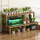 七分木阳台做旧风多功能鱼缸架置物架实木超强承重底柜炭烤防腐玄关柜 加厚2层110（50+25）*65，脚高25，加固升级，炭烤