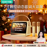 索爱（soaiy）GC520Pro 悬浮歌词蓝牙K歌音箱无线话筒麦克风一体式儿童户外家庭用ktv男女唱歌生日礼物 白