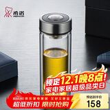 希诺（heenoor）双层玻璃杯高档商务办公车载水杯男家用透明泡茶杯子 345mL