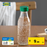 宜家（IKEA）SPARTANSK斯坝唐水瓶便携冷水杯饮料杯咖啡杯牛奶瓶 透明玻璃/绿色水瓶0.5L