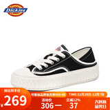 Dickies女士帆布鞋潮流休闲鞋子布鞋低帮百搭女士平底鞋 黑色 38 