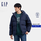 盖璞男装徽章logo抽绳立领连帽羽绒服纯色外套677652 海军蓝 XL (180/100A) 亚洲尺码 【偏大，建议选小一码】