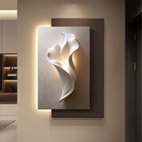 酷象简约轻奢玄关装饰画高级感客厅挂画浮雕立体感沙发背景墙入户壁画 D-折叠空间 120*180cm 无框双层立体肌理砂岩画 遥控灯画（充电宝+遥控开关）(默认暖光）