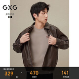 GXG男装美式皮衣男女同款2024秋季新款夹克 棕色 180/XL