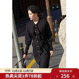 独束大码女装针织连衣裙女秋冬新款休闲百搭复古显瘦打底长裙 黑色 L （尺码：2）