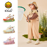B.Duck小黄鸭童鞋儿童运动鞋男女童学生时尚轻便休闲鞋子3049A米黄粉25