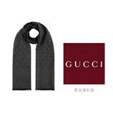 GUCCI 古驰 Gucci围巾 女士双G印花羊毛围巾 炭黑色 165904 3G646 1100