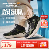 Skechers斯凯奇儿童秋冬休闲男女童二棉鞋轻质加绒保暖靴405222L/302583L 男童/黑色/绿色/BKGR 36