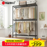 川井挂衣架落地双层衣服置物架卧室出租房室内晾衣架加高衣帽间收纳架