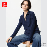 优衣库女装HEATTECH弹力摇粒绒半拉链套头衫/打底衫479693 68 深蓝色 L /160/88A